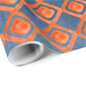 Papier Cadeau Motif orange d'aquarelle de bleu marine (Coin rond)