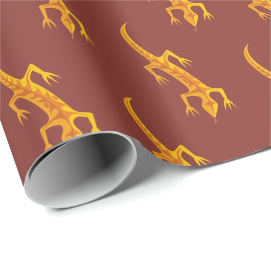 Papier Cadeau Motif Orange Lizard (Coin rond)