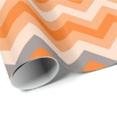 Papier Cadeau Motif orange quotidien de zigzag de Chevron (Coin rond)
