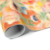 Papier Cadeau Motif Orange Spring Flowers (Coin rond)