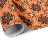 Papier Cadeau Motif Orange Suzani (Coin rond)