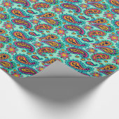 Papier Cadeau Motif orange vert de Paisley de pistache (Coin)