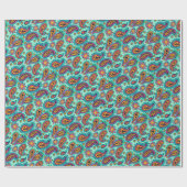 Papier Cadeau Motif orange vert de Paisley de pistache (Plat)