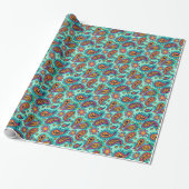 Papier Cadeau Motif orange vert de Paisley de pistache (Déroulé)
