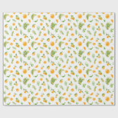 Papier Cadeau Motif Oranges et Feuillage (Plat)