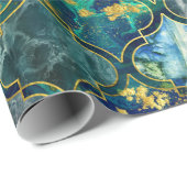 Papier Cadeau Motif oriental avec du marbre et l'or (Coin rond)