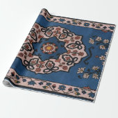 Papier Cadeau Motif oriental bleu turc (Déroulé)