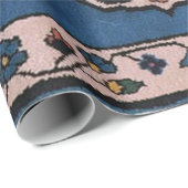 Papier Cadeau Motif oriental bleu turc (Coin rond)