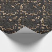 Papier Cadeau Motif oriental - cuir et or noirs (Coin)