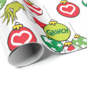 Papier Cadeau Motif ornemental Grinch (Coin rond)