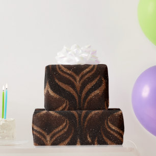 Papier Cadeau Motif Pailleté Brun Métallisé Cuivre Chaud