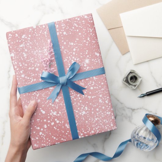 Papier Cadeau Motif Pailleté Rose Pâle Féminin Élégant (Cadeaux)