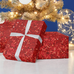Papier Cadeau Motif pailleté rouge scintillant