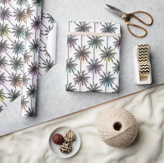 Papier Cadeau Motif Paint Drop Palm Tree (Artisanat)