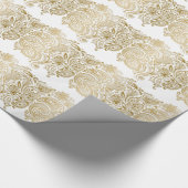 Papier Cadeau Motif Paisley Blanc Et Or (Coin)