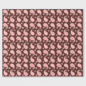 Papier Cadeau Motif Paisley, corail rose et chocolat (Plat)