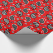 Papier Cadeau Motif Paisley, rouge profond, noir et blanc (Coin)