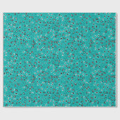 Papier Cadeau Motif Paisleys noir et Turquoise (Plat)
