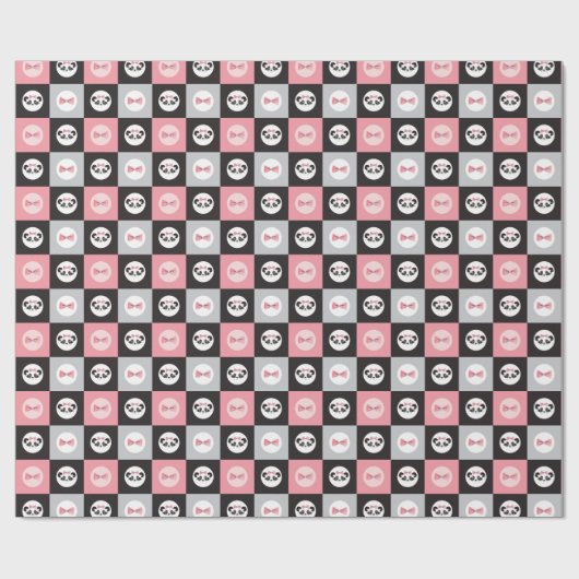 Papier Cadeau Motif Panda Bear Bow Block (Plat)