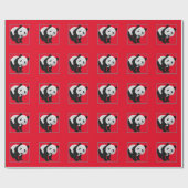 Papier Cadeau Motif Panda - Couleur de fond changeable   (Plat)