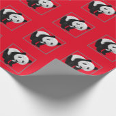 Papier Cadeau Motif Panda - Couleur de fond changeable   (Coin)