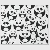 Papier Cadeau Motif Panda noir et blanc Kawaii (Plat)