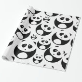 Papier Cadeau Motif Panda noir et blanc Kawaii (Déroulé)