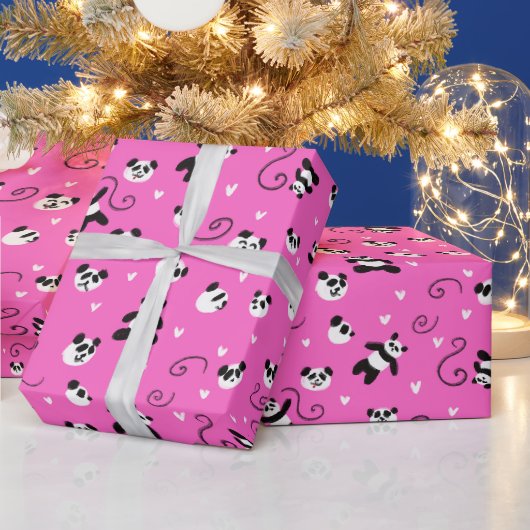 Papier Cadeau Motif Panda Rose mignon (Vacances)