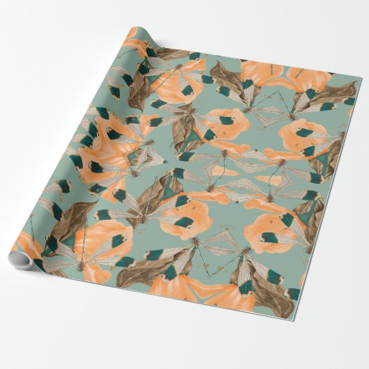 Papier Cadeau Motif papillon Luna Moth (Déroulé)