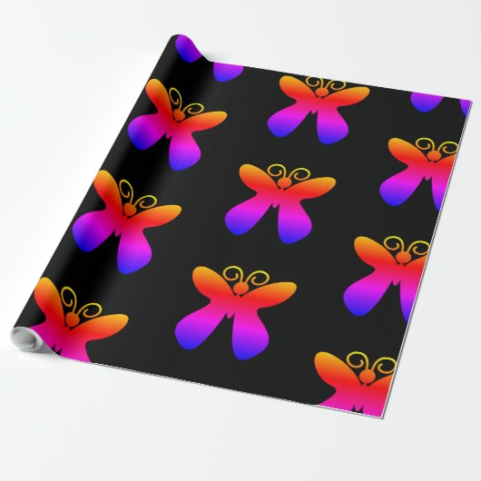 Papier Cadeau Motif papillon multicolore (Déroulé)