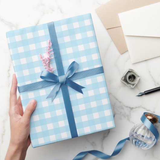 Papier Cadeau Motif Pastel Blue En vichy (Cadeaux)