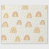 Papier Cadeau Motif Pastel Orange and Yellow Boho Rainbows (Plat)