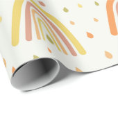 Papier Cadeau Motif Pastel Orange and Yellow Boho Rainbows (Coin rond)