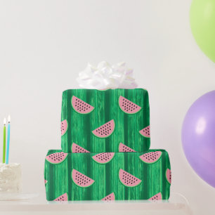 Papier Cadeau Motif pastèque rose et vert aquarelle