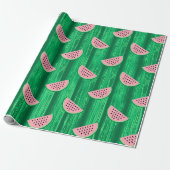 Papier Cadeau Motif pastèque rose et vert aquarelle (Déroulé)