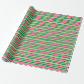 Papier Cadeau Motif Pastèque Rose et Vert Aquarelle (Déroulé)