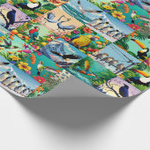 Papier Cadeau Motif patchwork d'oiseaux (Coin)