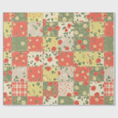 Papier Cadeau Motif Patchwork Floral de Ferme (Plat)