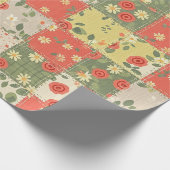 Papier Cadeau Motif Patchwork Floral de Ferme (Coin)