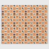 Papier Cadeau Motif patchwork Halloween effrayant (Plat)
