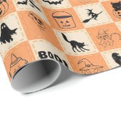 Papier Cadeau Motif patchwork Halloween effrayant (Coin rond)