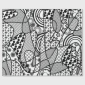 Papier Cadeau Motif Patchwork Noir & Blanc 02 (Plat)