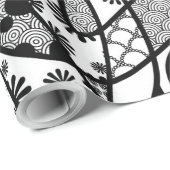 Papier Cadeau Motif Patchwork Noir & Blanc 02 (Coin rond)