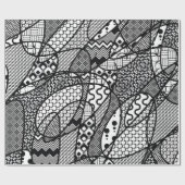Papier Cadeau Motif Patchwork Noir & Blanc 05 (Plat)