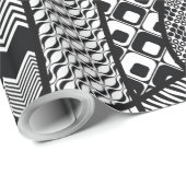 Papier Cadeau Motif Patchwork Noir & Blanc 05 (Coin rond)
