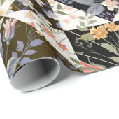 Papier Cadeau motif patchwork transparent avec fleurs (Coin rond)