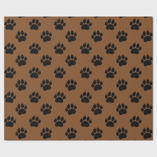 Papier Cadeau Motif Paw Pour Animaux Sur Papier Brown (Couture)