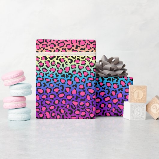 Papier Cadeau Motif peau de léopard coloré (Baby Shower)
