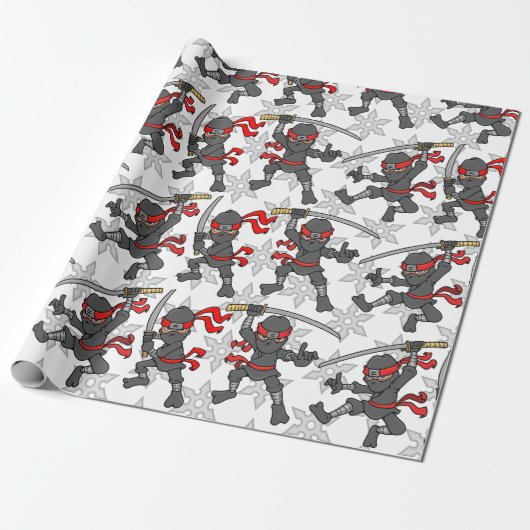 Papier Cadeau Motif personnalisable de Ninja (Déroulé)