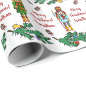 Papier Cadeau Motif personnalisé par casse-noix royaux de Noël (Coin rond)